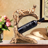 欧式创意葡萄酒架金钱豹红酒架家居装饰品客厅玄关酒柜摆件酒瓶架