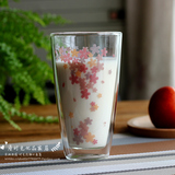 创意zakka双层樱花隔热玻璃杯带盖可爱透明耐热奶茶水杯 牛奶杯子