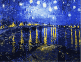 diy数字油画家居客厅风景星空夜景大幅手绘装饰画星空下的罗纳河