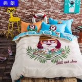 全棉韩式卡通动漫简约四件套宜家风格被单床单纯棉儿童房床上用品