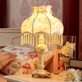 欧式台灯卧室创意时尚奢华手绘描金温馨布艺装饰蕾丝婚房床头灯