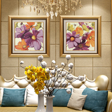 欧式样板房花卉装饰画客厅玄关餐厅油画卧室走廊两联挂画定制壁画