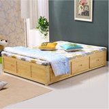 榻榻米实木床双人床1.81.5松木床家具地柜箱体床小户型储物高箱床