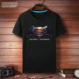 顿伦蝙蝠侠大战超人T恤男女 超级英雄夜光反光短袖衣服 学生嘻哈