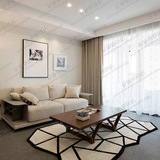 简约现代黑白几何客厅地毯茶几沙发地毯 卧室样板间宜家地毯定制