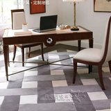 简约现代灰色格子加厚地毯客厅茶几卧室床边手工腈纶满铺地毯定制