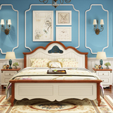 地中海床 实木床白色 美式乡村床1.8米 双人床1.5 欧式田园床家具
