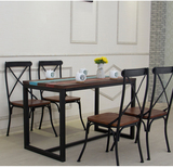 铁艺实木复古咖啡厅桌椅奶茶甜品店西餐厅酒吧桌椅餐厅餐桌椅组合