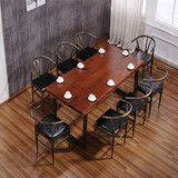 美式复古做旧酒吧铁艺餐桌椅西餐厅  实木桌 椅 主题餐厅桌椅组合