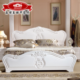 欧式实木床雕花白色双人床1.8全实木储物高箱床 新古典婚床公主床