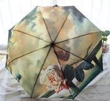 防紫外线遮阳伞女士复古 油画晴雨两用伞夏季防晒太阳伞自动开收