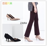 新款ZARA女鞋春季新款欧美OL细跟尖头中跟鞋.性感真皮单鞋女0004