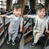 婴幼儿童装男宝宝春装0-1-2-3-4岁春款男童套装韩版纯棉三件套潮