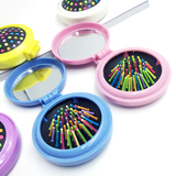 韩国迷你糖果色翻盖式气囊梳子 创意便携式化妆镜子折叠梳子两用