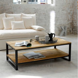 美式复古客厅实木茶几矮桌长方形小户型仿古茶桌组合现代简约创意