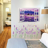 墙贴3D贴纸田园植物花卉温馨卧室客厅装饰薰衣草假窗墙上贴画包邮
