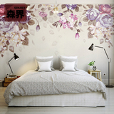 温馨玫瑰花无纺布墙纸田园大型壁画浪漫壁纸美式做旧客厅背景墙布