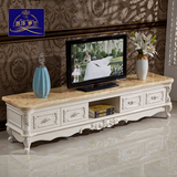 天然大理石电视柜实木雕花地柜客厅白色柜子简约电视机柜欧式家具