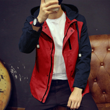 冬装立领连帽夹克男青年外套短款商务纯色韩版学生修身夹克衫外套