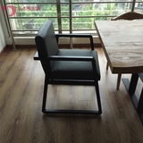 美式 设计师扶手椅子 铁艺靠背餐椅 皮革软包咖啡厅椅子 极简设计