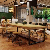 北欧美式实木餐桌咖啡厅西餐厅奶茶店星巴克铁艺餐桌椅组合洽谈桌