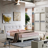 现代简约双人床1.5/1.8m组装大床皮艺软靠板式床新款卧室婚床包邮