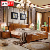 实木床1.8米1.5双人床单人中式橡胶木经济型储物高箱床木头床组装