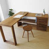 特价实木转角书桌双人简约现代可折叠电脑桌办公桌宜家写字台橡木
