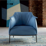 简约时尚风格沙发椅设计师休闲椅 北欧单人皮沙发咖啡厅家具定制