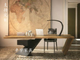 北欧原木简约创意办公桌工作桌现代铁艺电脑桌实木书桌设计师桌