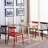 现代家用休闲铁制餐椅实木餐桌组合简约彩色洽谈桌椅咖啡厅桌椅
