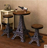 批发美式家具实木餐桌复古铁艺酒吧台咖啡厅餐桌椅小茶几小圆桌
