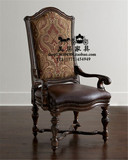 上海家具新古典高档实木餐椅欧式单人椅复古美式休闲书房扶手书椅