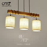 新中式实木led吊灯 现代简约创意个性客厅吧台餐厅灯吊灯三头