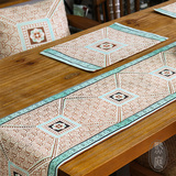 复古中式桌旗复古敦煌图案桌旗餐垫 餐桌装饰套装边柜茶几保护垫