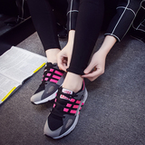 夏季韩版运动鞋女学生透气跑步鞋韩国ulzzang厚底女鞋三条杠潮黑