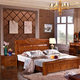 新款加厚实木床橡木双人床现代中式1.8米实木床婚床橡木卧室家具