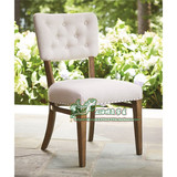 美式乡村现代简约布艺拉扣餐椅新中式欧式设计师休闲实木软包椅子