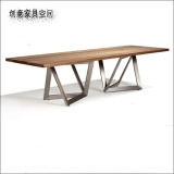 创意家具家居设计师办公桌简约Loft北欧宜家铁艺实木餐桌原木书桌