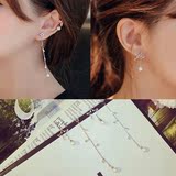 韩国气质名媛星星长款耳环流苏水滴微镶锆石闪钻珍珠不对称耳饰品