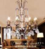 美式复古客厅水晶吊灯 欧式卧室餐厅乡村田园地中海铁艺树脂灯具