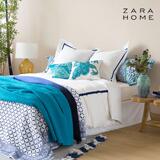 ZARA HOME家居代购蓝色丝带条纹白色被套枕套床上用品西班牙进口