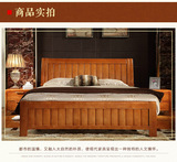 南康实木家具实木床1.8米1.5m橡胶木橡木床卧房休闲特价款包邮