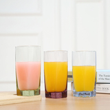 青苹果彩色玻璃杯果汁杯牛奶杯茶水杯3只套装耐热加厚透明白酒杯
