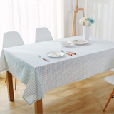 北欧蓝色茶几格子餐桌布棉麻布艺书桌台布长方形现代简约文艺桌布