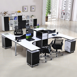 优锐简约广东办公家具4人位办公桌椅组合2人电脑桌高箱屏风位现货