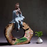 复古禅意手绘风化木头创意家居摆件中式陶瓷佛像工艺品装饰品礼品