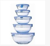 宝洁赠品 玻璃碗五件套 密封碗 保险碗带盖子 重约1000g
