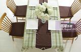 美式乡村 绿色咖啡系 格子桌布 提花 加厚 餐桌布 盖巾 桌旗 椅垫