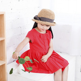 夏外贸女童小童礼服裙公主裙1-2-3岁半女宝宝红色周岁连衣裙裙子